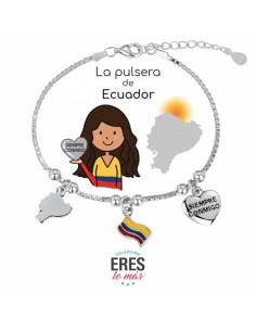 Pulsera Ecuador Eres Lo Mas Cadena Veneciana Rodiada Con 3 Colgantes