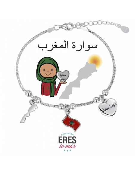 Pulsera Marruecos Eres Lo Mas Cadena Veneciana Rodiada Con 3 Colgantes