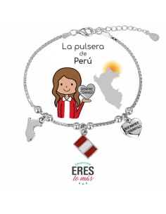 Pulsera Peru Eres Lo Mas Cadena Veneciana Rodiada Con 3 Colgantes