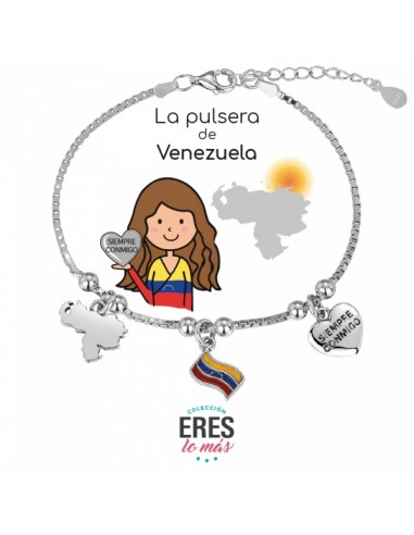 Pulsera Venezuela Eres Lo Mas Cadena Veneciana Rodiada Con 3 Colgantes