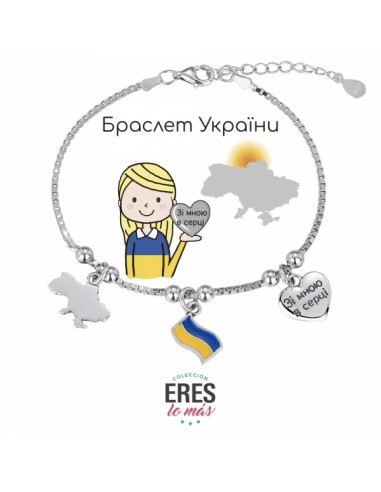 Pulsera Ucrania Eres Lo Mas Cadena Veneciana Rodiada Con 3 Colgantes