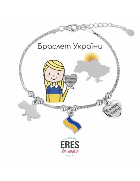 Pulsera Ucrania Eres Lo Mas Cadena Veneciana Rodiada Con 3 Colgantes