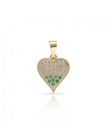 Colgante Corazon Circonitas + Piedras Verdes Oro 1ª Ley 18 Kilates