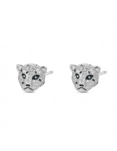 Pendientes Rodiados Pantera Plata 1ª Ley 925mm