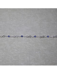 Pulsera Virgen Del Pilar Piedras Azules Plata 1ª Ley 925mm