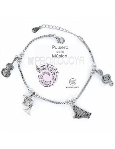 Pulsera Musica Plata Rodiada 1ª Ley 925mm