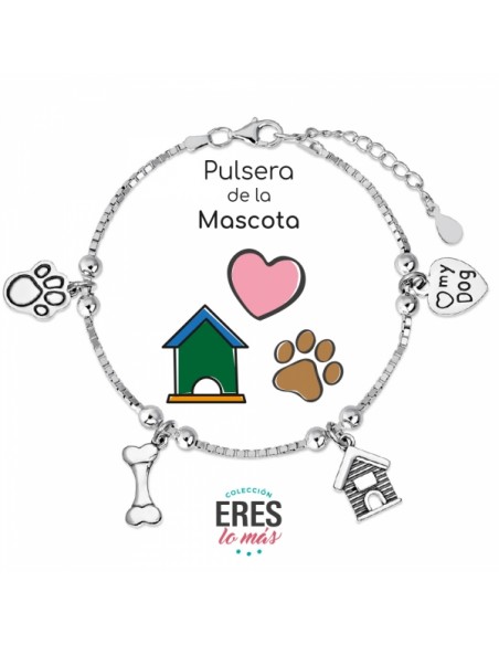 Pulsera Mascota Plata Rodiada 1ª Ley 925mm