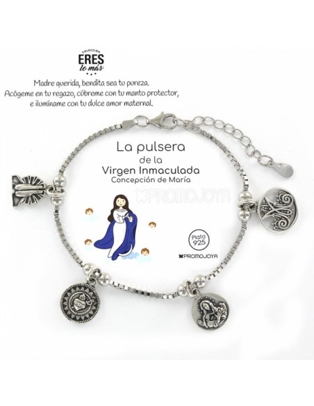 Pulsera Inmaculada Concepcion Plata Rodiada 1ª Ley 925mm