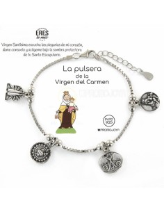 Pulsera Virgen Del Carmen Plata Rodiada 1ª Ley 925mm