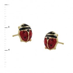 Pendientes Esmalte Mariquita Oro 1ª Ley 18 Kilates