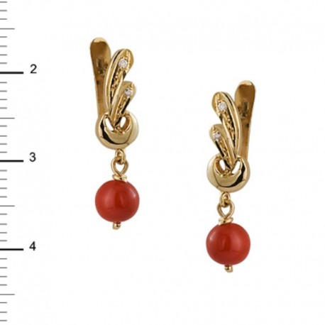 Pendientes Coral Largo Oro 1ª Ley 18 Kilates