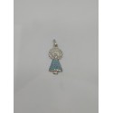 Medalla Virgen Del Pilar Manto Esmalte Color Azul Plata 925mm