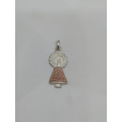 Medalla Virgen Del Pilar Manto Esmalte Color Rojo Plata 925mm
